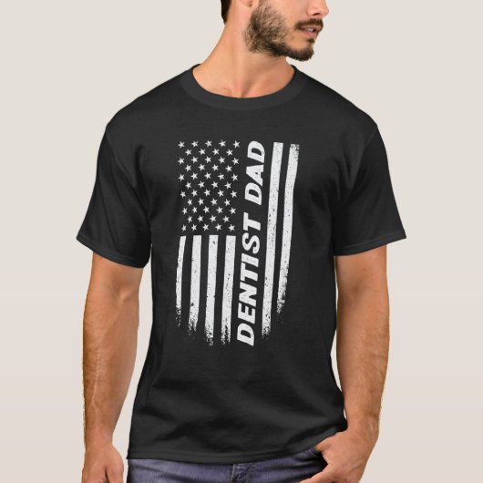 0 アメリカ国旗 歯科医 父親 7月4日 父の日 Tシャツ (正面)