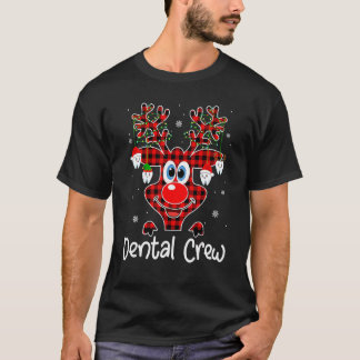 0 クリスマス サンタ ELF トナカイ 歯医者 赤い市松模様 D Tシャツ