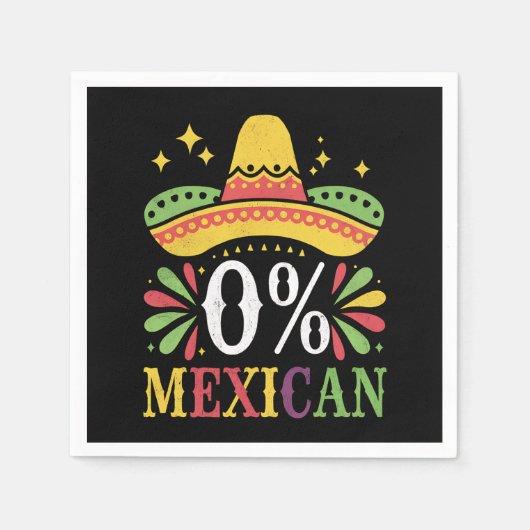 0% メキシコ人 0パーセント 面白いシンコデマヨ スタンダードカクテルナプキン (正面)