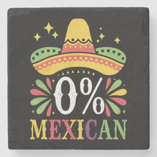 0%メキシコ人 0パーセント 面白いシンコデマヨ ストーンコースター (正面)