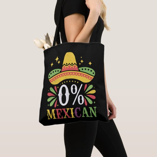 0% メキシコ人 0パーセント 面白いシンコデマヨ トートバッグ (クローズアップ)
