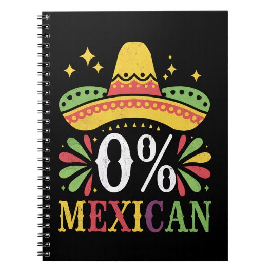 0% メキシコ人 0パーセント 面白いシンコデマヨ ノートブック (正面)