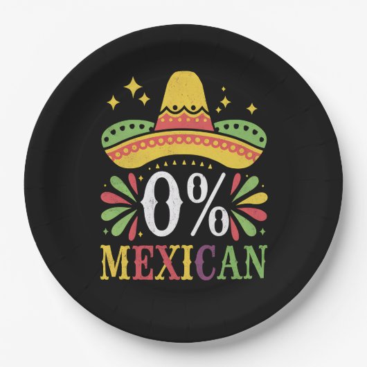 0% メキシコ人 0パーセント 面白いシンコデマヨ ペーパープレート (正面)