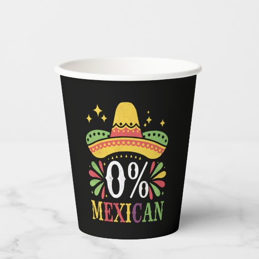 0% メキシコ人 0パーセント 面白いシンコデマヨ 紙コップ (正面)