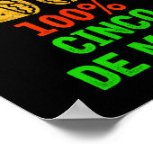 0%メキシコ100% Cinco De Mayo おもしろい Fiestaパーティー1 ポスター (角)