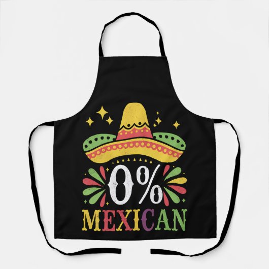 0%メキシコ 五月五日節+おもしろTシャツ エプロン (正面)