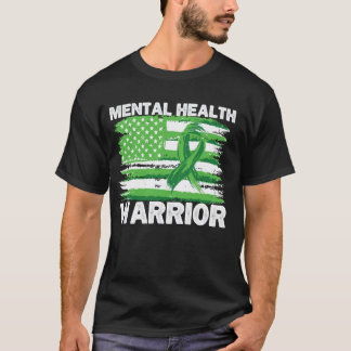 0 メンタルヘルスの戦士 アメリカ国旗 メンズ メンタル Tシャツ