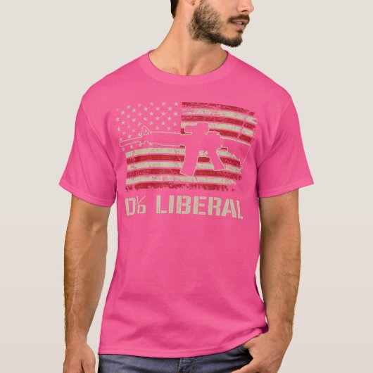 0 自由主義のゼロ% Ar15 Usaフラグおもしろいプロガン Tシャツ (正面)