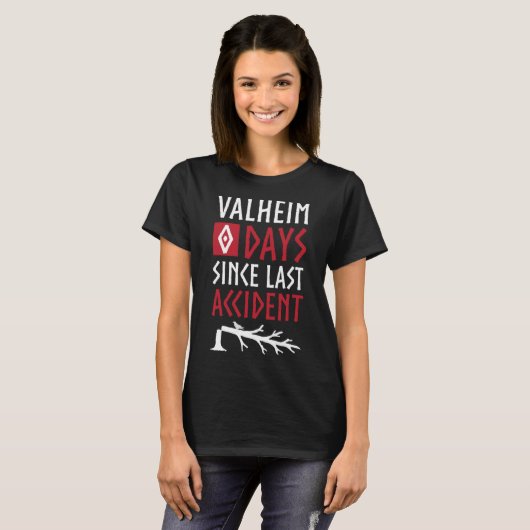 0 Days Since Last Accident - Valheim Norse Funny G Tシャツ (正面フル)