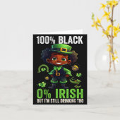 0% Irish 100% Black -funny St. Patricks Day Black  カード (黄色い花)
