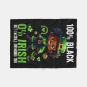 0% Irish 100% Black -funny St. Patricks Day Black  フリースブランケット (正面(横))