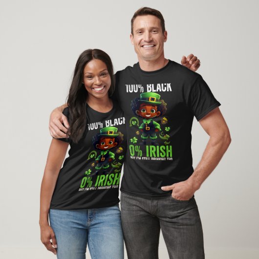 0% Irish 100% Black -funny St. Patricks Day Black  Tシャツ (ユニセックス)