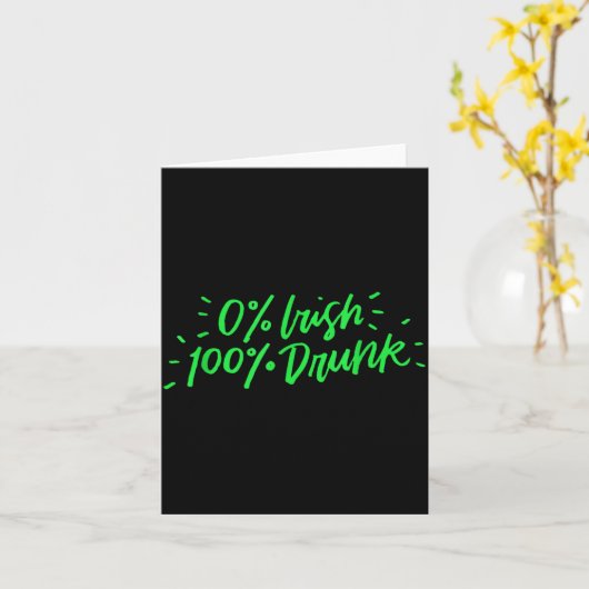 0% Irish 100% Drunk Funny St Patricks Day Gift Sai カード (黄色い花)