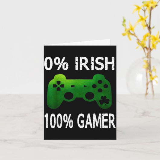 0% Irish 100% Gamer Funny St Patricks Day Video Ga カード (黄色い花)