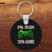 0% Irish 100% Gamer Funny St Patricks Day Video Ga キーホルダー (正面)