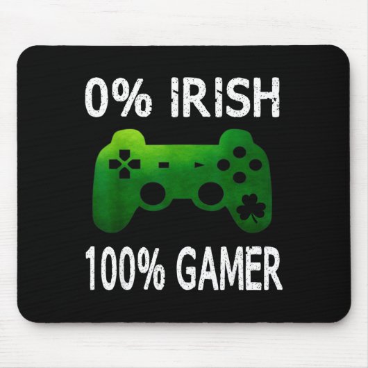 0% Irish 100% Gamer Funny St Patricks Day Video Ga マウスパッド (正面)