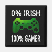 0% Irish 100% Gamer Funny St Patricks Day Video Ga マグネット (正面)