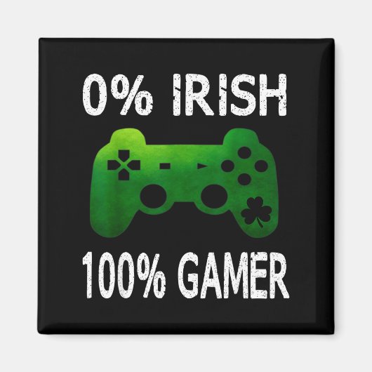 0% Irish 100% Gamer Funny St Patricks Day Video Ga マグネット (正面)