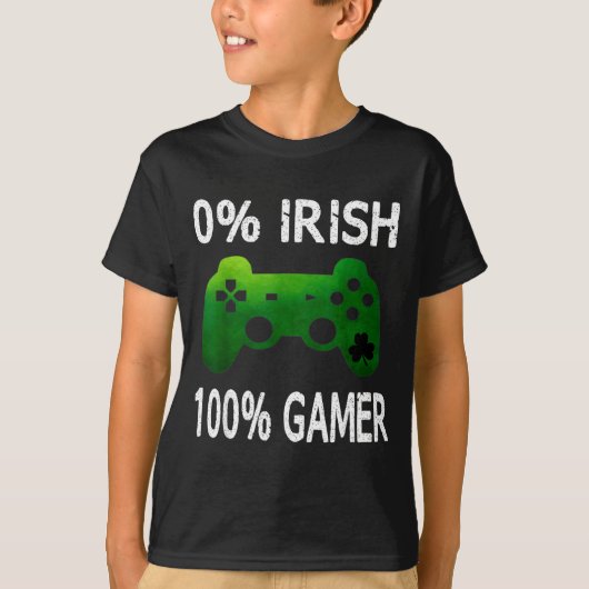 0% Irish 100% Gamer Funny St Patricks Day Video Ga Tシャツ (正面)