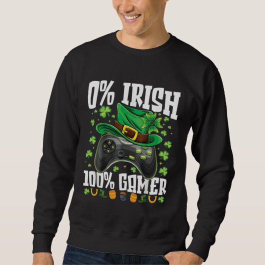 0 Irish 100 Gamer  St Patricks Day Video Games Boy スウェットシャツ (正面)