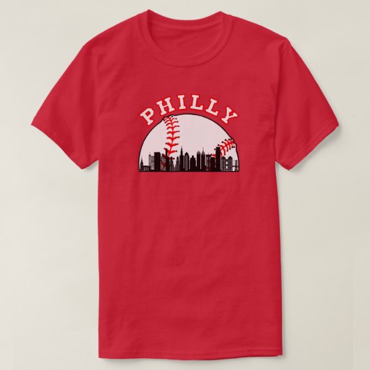 0 Philly Baseball Shirt Philly PA Cityscape Skylin Tシャツ (デザイン正面)