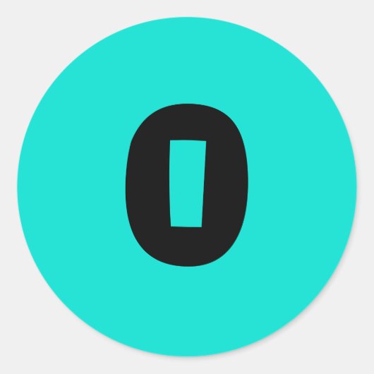 0 Small Roundターコイズ番号ステッカーby Janz ラウンドシール (正面)