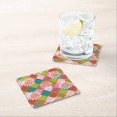 &0sレトロデイジーグリーンコースター スクエアペーパーコースター (インサイチュ)