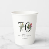 0th Birthday Cheers with Name Tropical Floral 紙コップ (裏面)