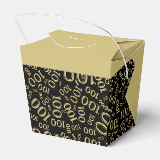 0th Birthday Party金ゴールド/黒い数字パターン フェイバーボックス (裏面サイド)