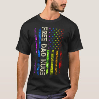 0Y5 フリーダッドハグス アメリカ国旗 LGBTゲイプライド デザイン Tシャツ
