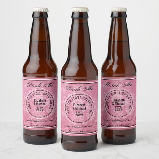 1杯目のお飲み物をお召し上がりください ピンク結婚式の引き出物 ビールラベル Zazzle Co Jp 1杯目のお飲み物をお召し上がりください ピンク結婚式の引き出物 ビールラベル Zazzle Co Jp