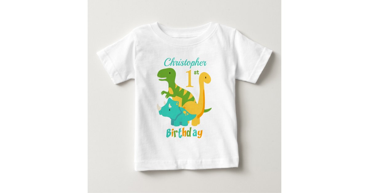 1歳の誕生日にかわいい恐竜 ベビーtシャツ Zazzle Co Jp