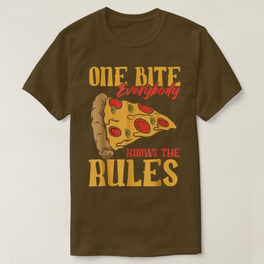 1おもしろいピザ食べ物のルールを知っている Tシャツ (デザイン正面)