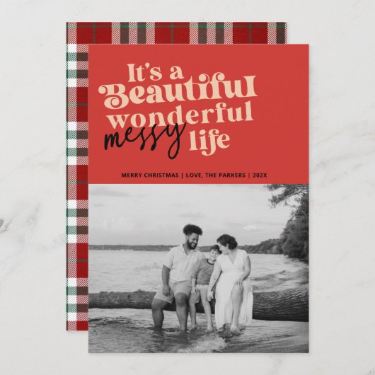 1おもしろい枚のモダン写真クリスマスホリデーカード シーズンカード (正面/裏面)