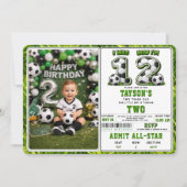 1から2へ サッカーオールスターの2歳の誕生日 招待状 (正面)