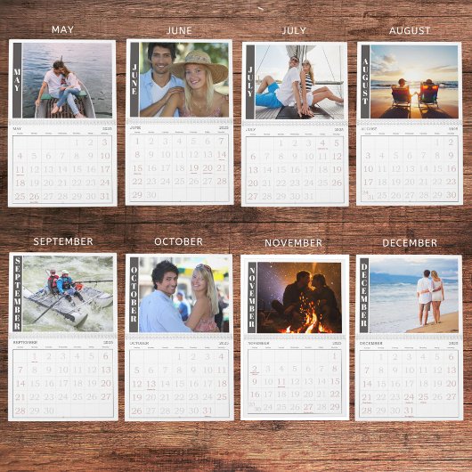 1かモダン月に1枚の写真と表紙のコラージュ カレンダー