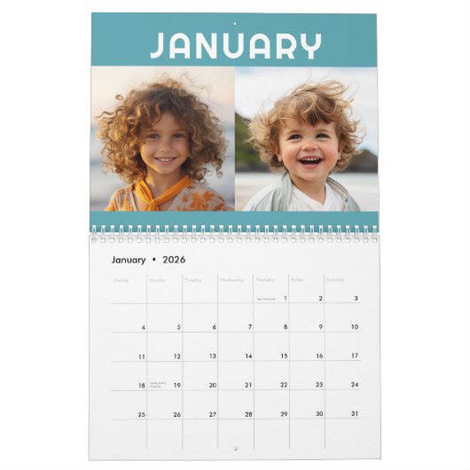 1か月に2枚の写真モダンオーガニック抽象芸術 カレンダー (1月 2026)