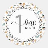1か月のマイルストーンベビーのグラフとバルーン ラウンドシール (正面)