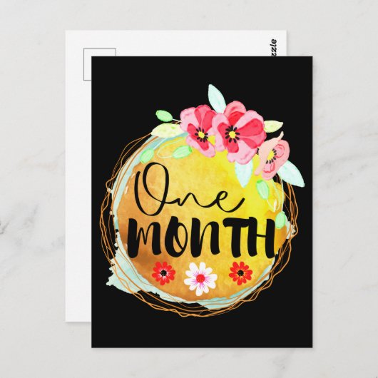 1か月の古いベビーマイルストーンのラベル ポストカード (正面/裏面)