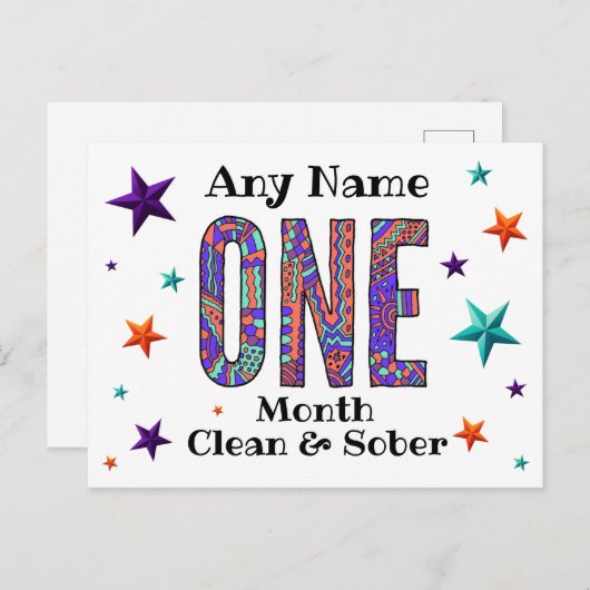 1か月または年の個人カードの名パーソナライズされた前 ポストカード (正面/裏面)