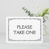 「1つお取りください」 アールデコスタイルのウェディングサイン 招待状 (スタンド正面)