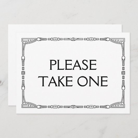 「1つお持ちください」アートデコスタイルのウェディングサイン 招待状 (正面/裏面)