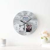 1つから2つの写真およびあなたの文字第60記念日のギフト ラージ壁時計 (ホーム)