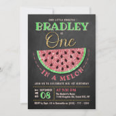 1つだけのメロン 黒板 1歳の誕生日 招待状 (正面)