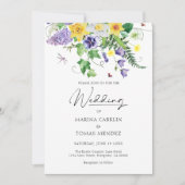 1つにまとめて |ボヘミアン結婚ワイルドフラワー 招待状 (正面)