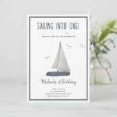 1つにセーリング!航海の誕生日 招待状 (スタンド正面)