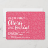 1つのおもしろいベビーフォトピンクの花誕生日 招待状 (裏面)