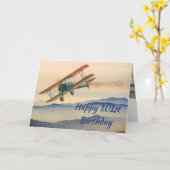 1つのおもしろいモデルからのヴィンテージの飛行機101番目の誕生日 カード (黄色い花)