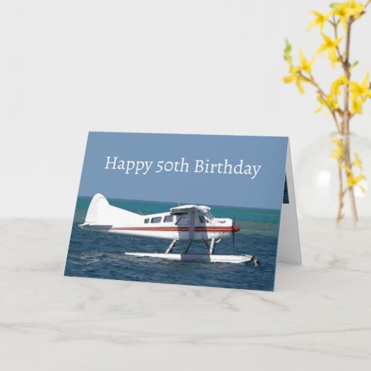 1つのおもしろいモデル50番目のカードからのヴィンテージブッシュ飛行機 カード (黄色い花)