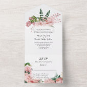 1つのかわいらし招待状でフローラをすべてピンクにする オールインワン招待状 (内側)